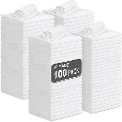 UNIMADE Microfiber Cleaning Cloth, 100 Pack Microfiber Towels for Cars Commercial Grade Work Rags Bulk Detailing Cloth for Automotive Bar Mechanic Restaurant Garage Housekeeping, 11.5"x 11.5", Grey