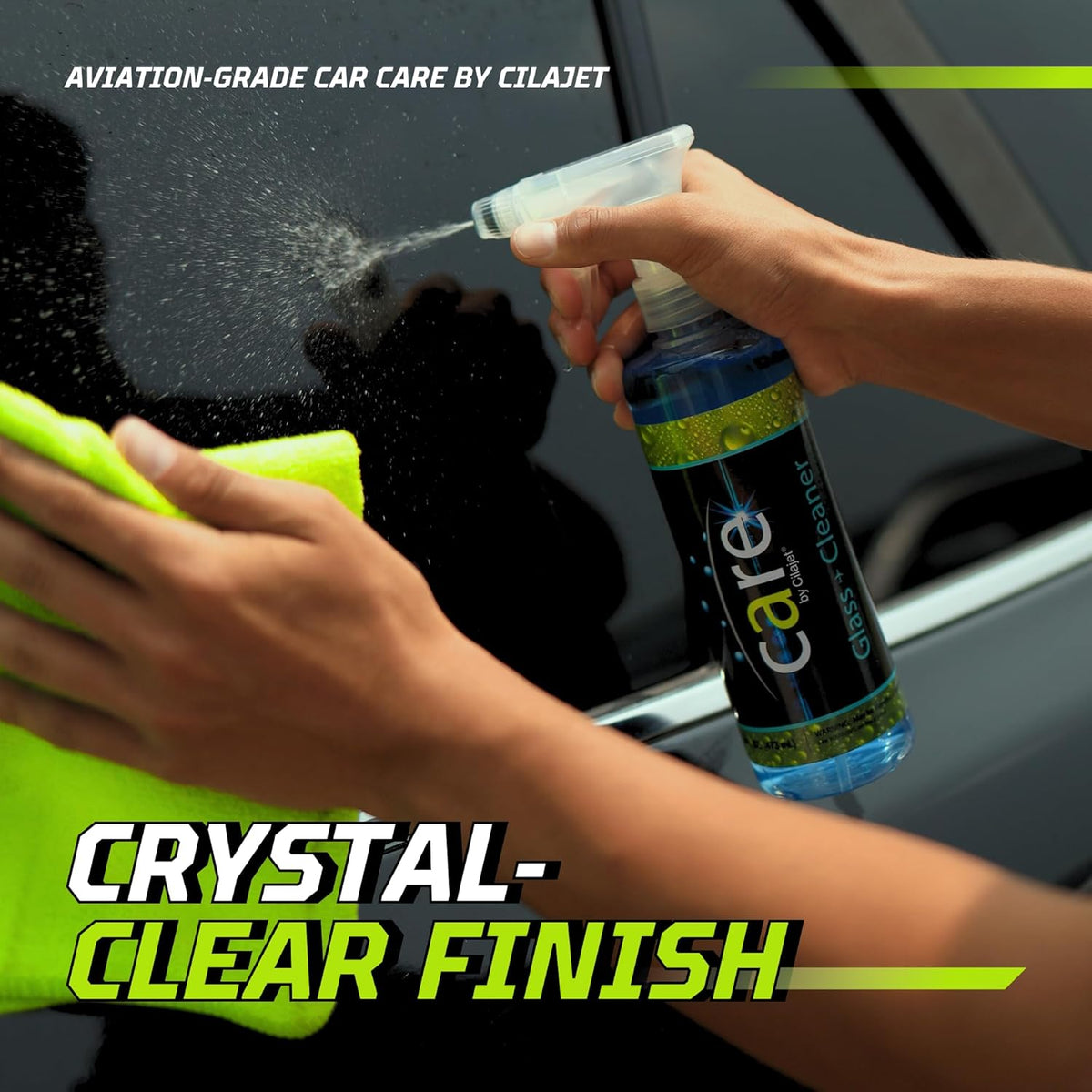 Care Glass Cleaner Spray, Streak-Free Car Window Cleaner for Windshields, Mirrors & Tinted Glass, Professional Window Cleaning Kit, Car Essentials, 16 oz