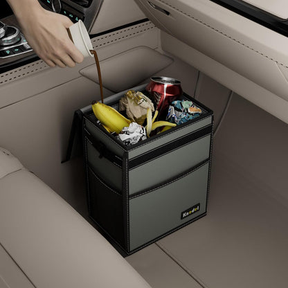 K KNODEL 2 Gallon Black Leak-Proof Waterproof Car Trash Can with Lid