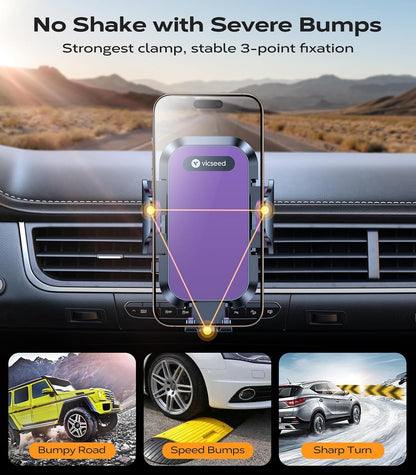 VICSEED 2026 Upgrade Ultra Stable Car Phone Holder Mount [Never Fall Off & Won't Break] Universal Air Vent Phone Mount for Car Easy Clamp Phone Holders for Your Car for iPhone 17 Pro Max 16 15 14 13