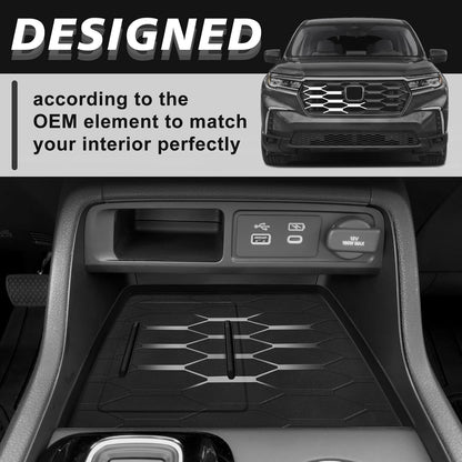 Muslogy Center Console Organizer Compatible with Honda Pilot 2023 2024 2025 2026, 2024-2026 Ridgeline/Passport Center Console Storage Box Divider Inserts Interior Accessories ABS Material(Gray)