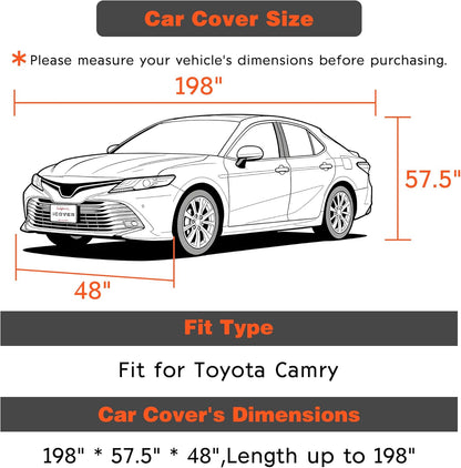 iCOVER Car Cover, Waterproof All Weather Car Covers for Honda Civic Toyota Corolla Chevy Cruze Kia Forte, Outdoor Full Exterior Cover with Detachable Tire Covers, Car Cover for Sedan, Fits up to 193"