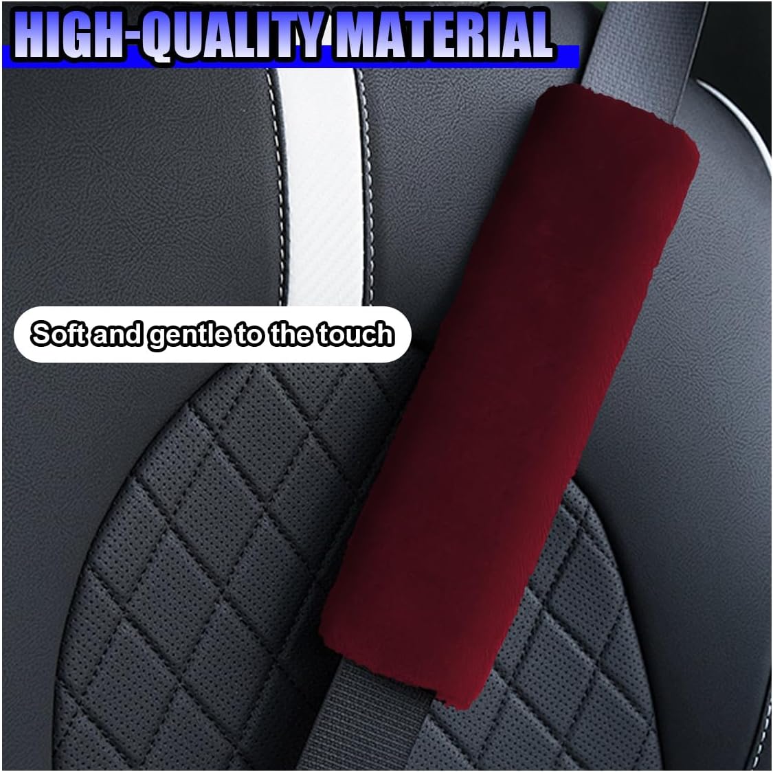 2PCS Car Seat Belt Cover Pads - Soft Faux Sheepskin Seat Belt Shoulder Strap Cover Harness Pad for Comfortable Driving - Universal Fluffy Car Seatbelt Cushion Protect Shoulder&Neck (Black)