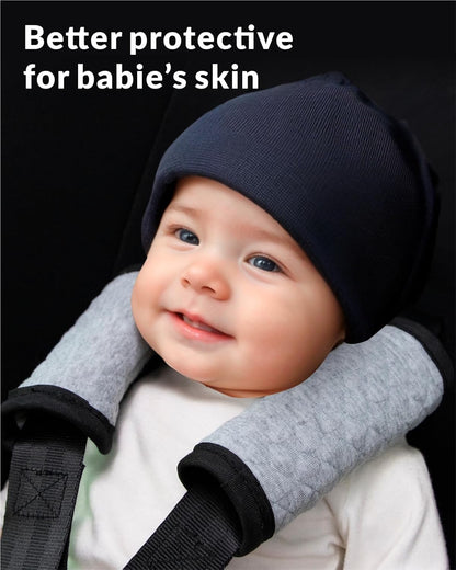 2 Pack Car Seat Belt Covers for Baby Kids, Reversible Soft Car Seat Shoulder Strap Pads, Seatbelt Cushion, Neck Strap Covers for Stroller, Carrier, Pushchair (Black Star)