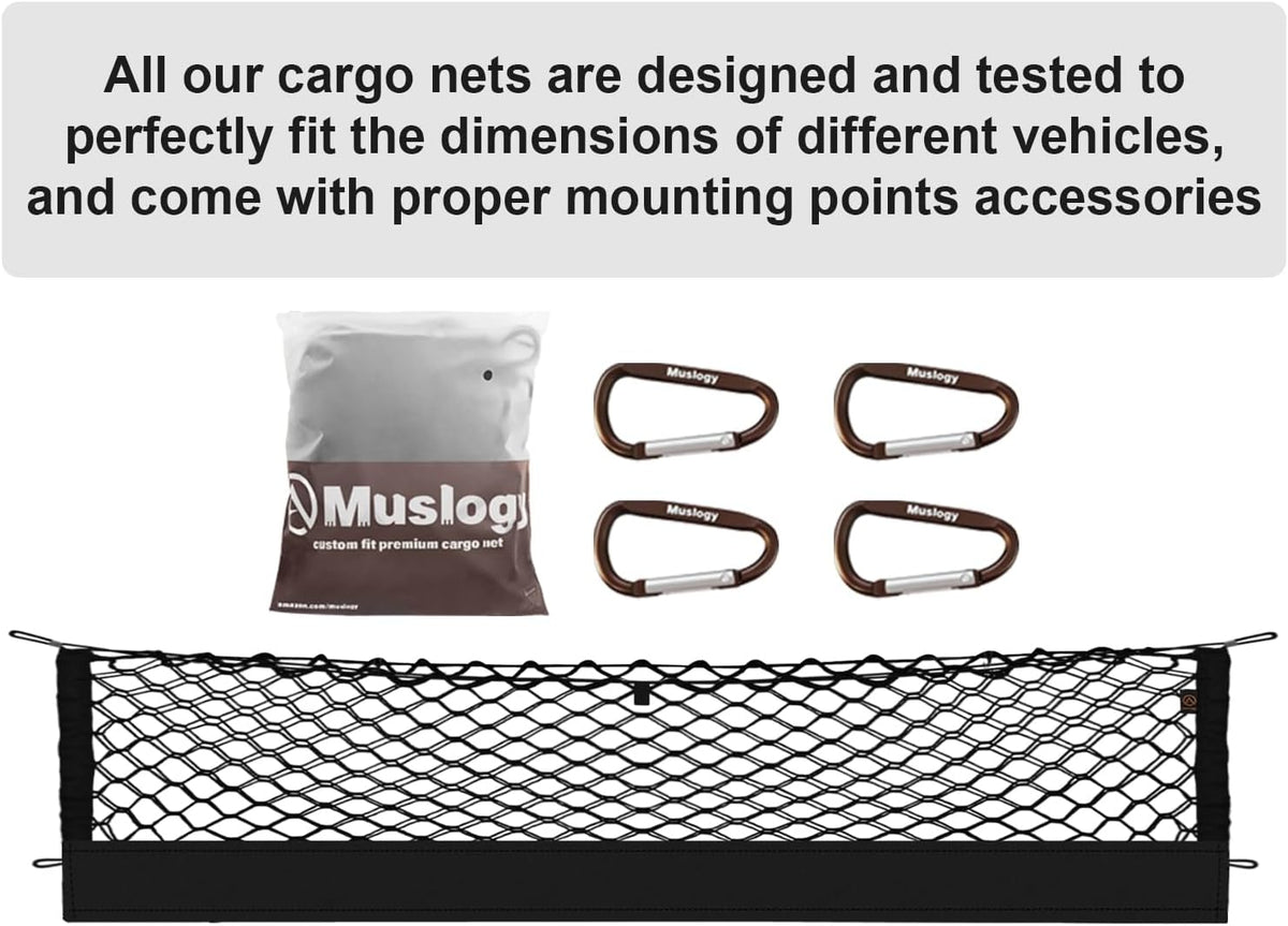 Muslogy Truck Bed Cargo Net Trunk Netting Compatible with 2023-2025 2026 Honda CR-V Accessories, Pickup Cargo Organizer SUV Sedan Storage Net w/Heavy Duty Carabiners - Colors B
