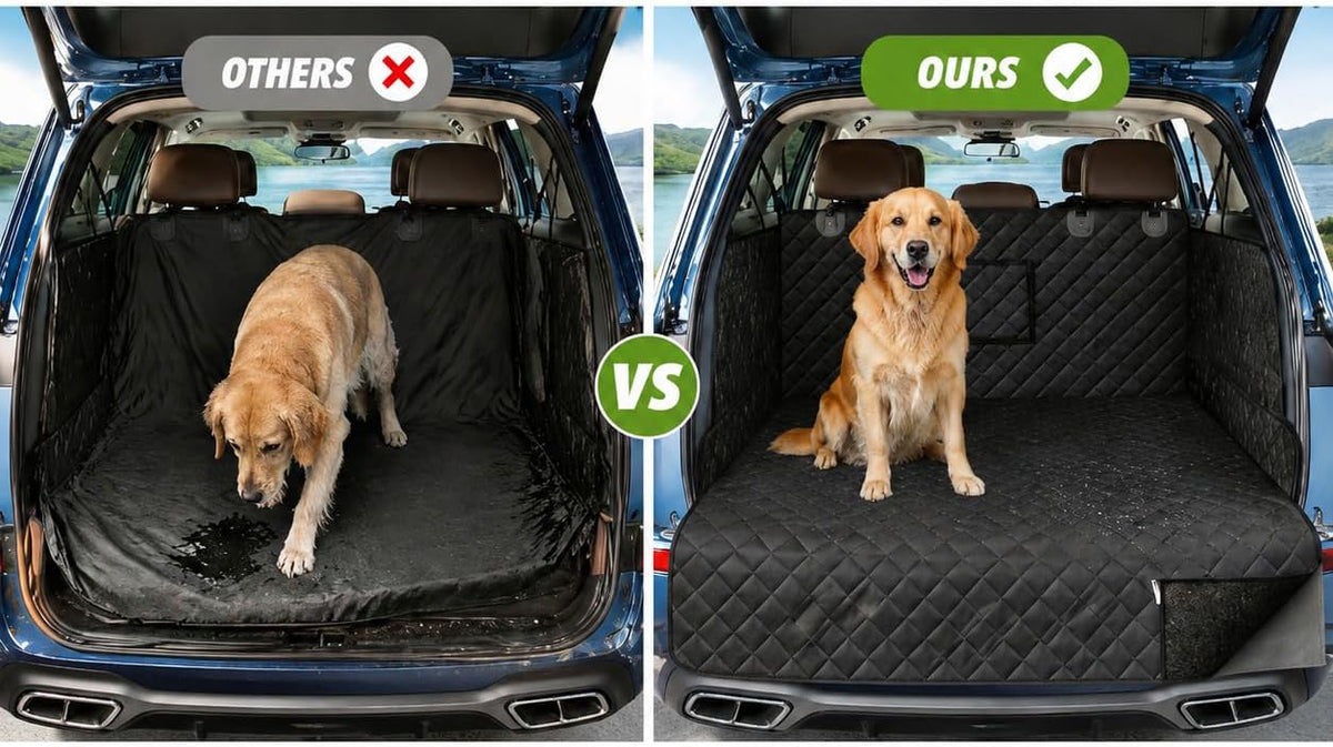 Ekisemio SUV Cargo Liner for Dogs – Waterproof with Bumper Flap, Non-Slip Large Trunk Mat, Scratchproof & Easy Clean, Universal Fit for SUVs Sedans Vans, Black