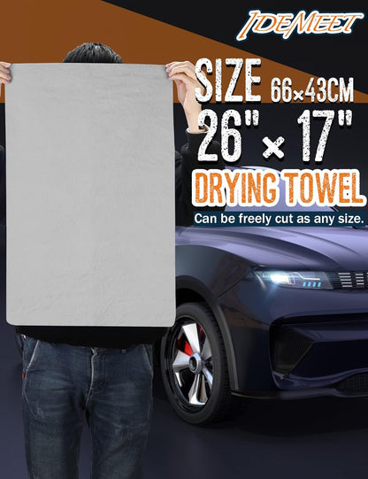 Premium Absorbent Car Drying Chamois Cloth Shammy Towel, 26''x17'' Large, Reusable for Vehicle, Bathroom, Dust Remove, No Spots/Streak/Scratch, Blue