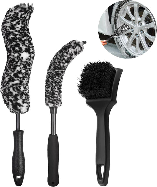 Bendable Wheel Brush Kits Soft Microfiber Wheel Cleaner Brush Synthetic Woolies No-Scratch Wheel Cleaning Brush Car Detailing Rim Tire Brush