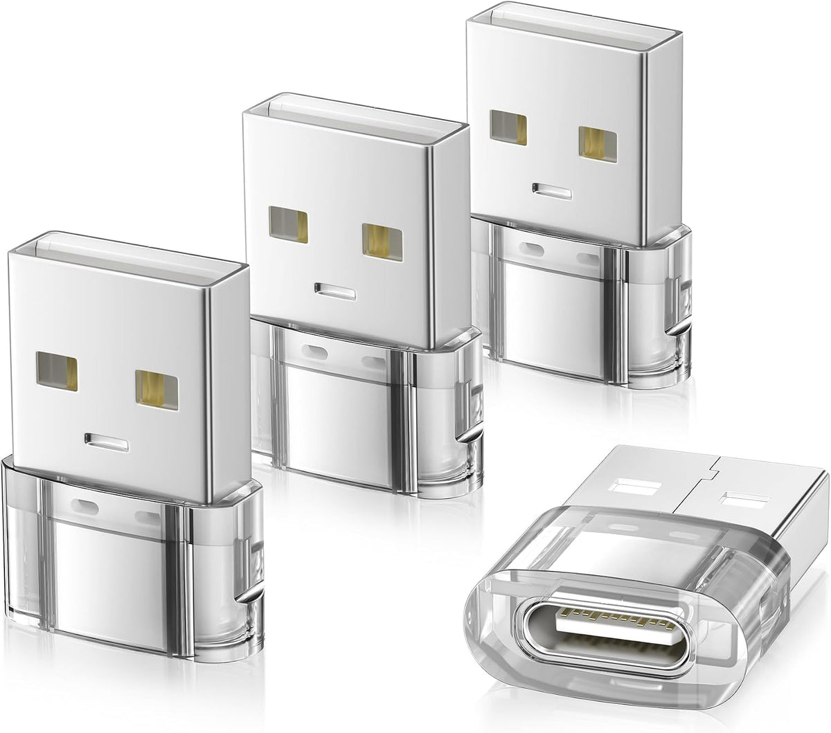 Elebase USB to USB C Adapter for iPhone 17 4Pack,USBC Female to A Male Car Charger Adapter,Type C Converter Apple 17e 16 Pro Max 15 14 Plus,iWatch Watch 11 10 Ultra 3,iPad Air,Samsung Galaxy S26