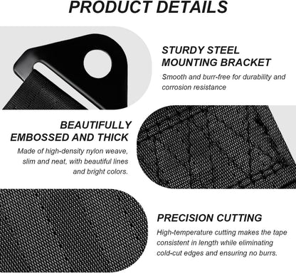 Racing Tow Strap, Stylish JDM Car Bumper Tow Strap Trailer Hook Belt for Decoration, Heavy Duty Nylon Traction Rope Universal Fit for Front or Rear Front Bumper (Black)