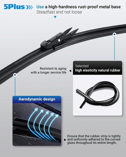20"-2 Pack Windshield Wiper Blades Replacement For Ford F150 F250 F350 F450 F550 2008-1999 Expedition 2006-1999 Explorer 2010-2005 Mustang 2004-1999, Windshield Wiper Blades For My Car