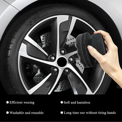 KVAEY 2 PCS Tire Dressing Applicator Pads, Reusable Hex Grip Tire Shine Applicator Polishing Sponge Pads, Wheel Tire Shine Detailing Foam for Most Vehicles, Car Accessories (Black, 3.15")