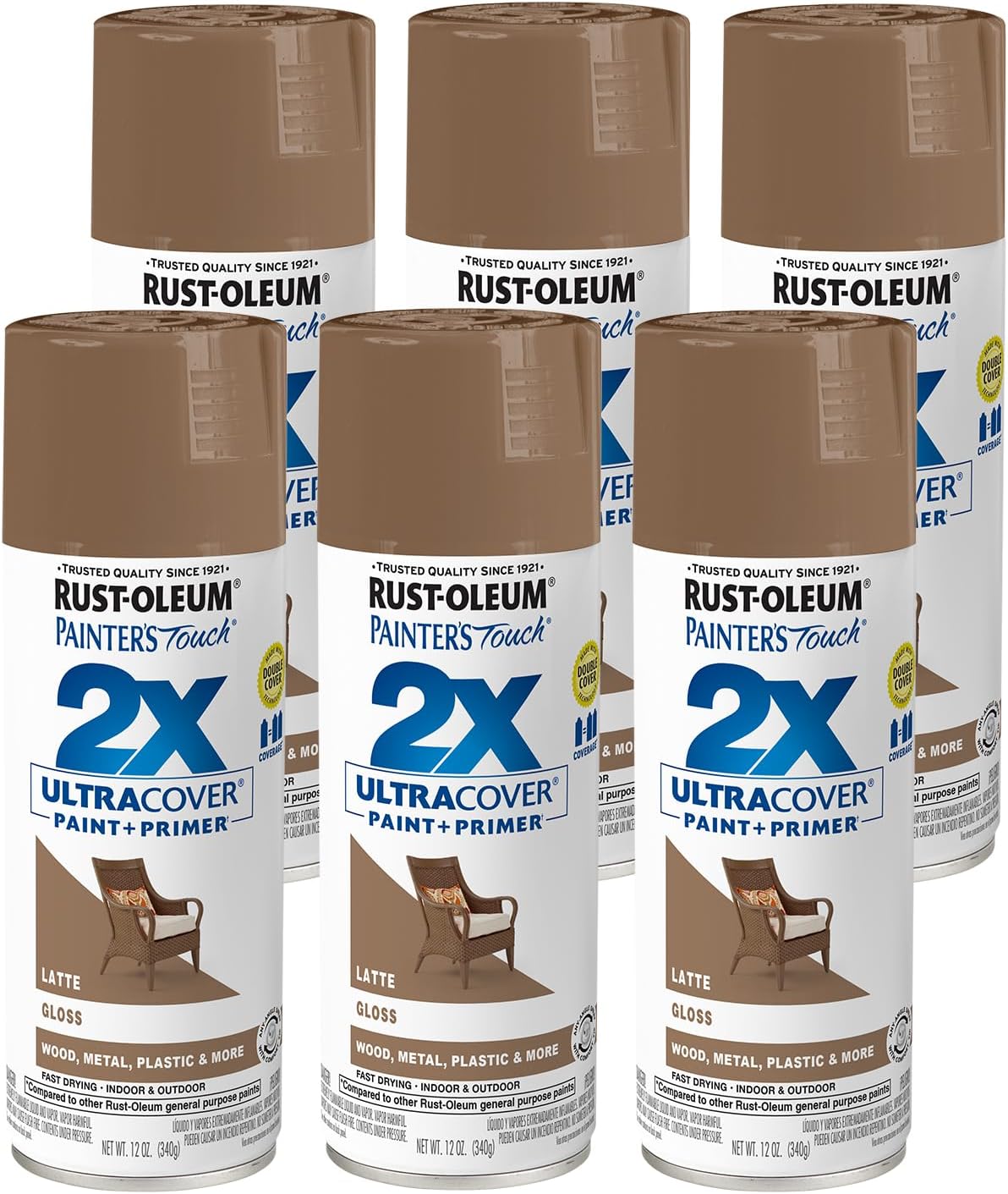 Rust-Oleum 334029 Painter's Touch 2X Ultra Cover Spray Paint, 12 oz, Gloss Clear - Colors F
