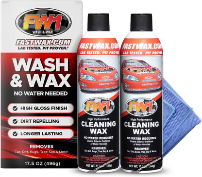 FW1 2 Pack, A High Performance Car Wax Polish | Easy To Use Scratch-Free Waterless Car Wash Spray & Detail Cleaning Polish (17.5oz) | Spray Wax for Cars, Trucks, Motorcycles, RVs and boats.