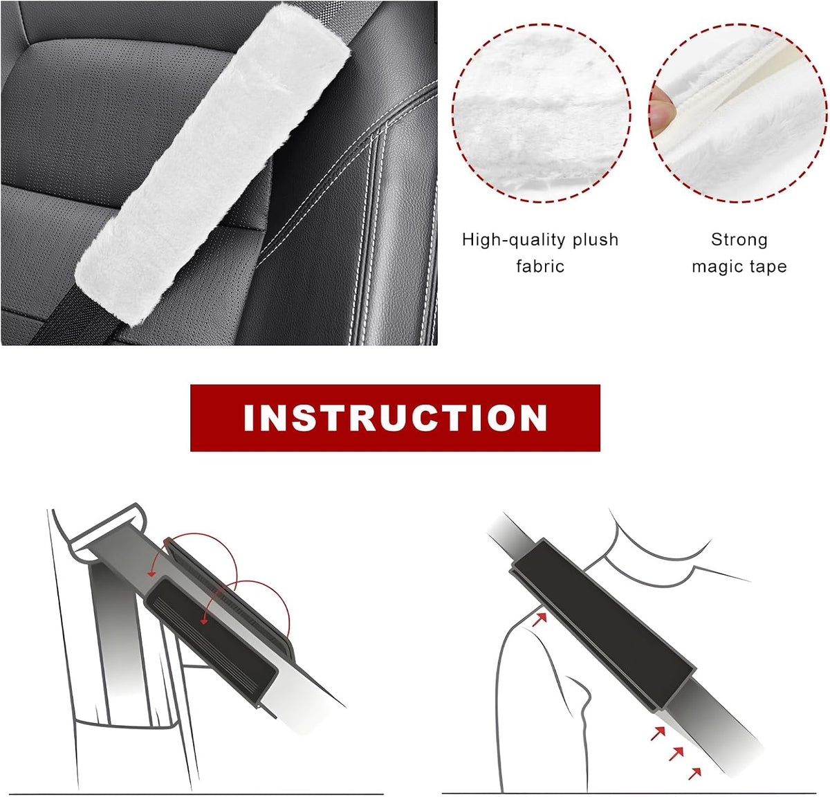 Sun Walker 2PCS Seat Belt Shoulder Pads, Fluffy Soft Plush Auto Seat Belt Pads for Protecting Your Neck & Shoulder, Comfortable Seatbelt Cover Warm Protective Cushion for Most Cars (Purple)