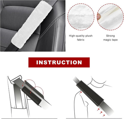 Sun Walker 2PCS Seat Belt Shoulder Pads, Fluffy Soft Plush Auto Seat Belt Pads for Protecting Your Neck & Shoulder, Comfortable Seatbelt Cover Warm Protective Cushion for Most Cars (Purple)