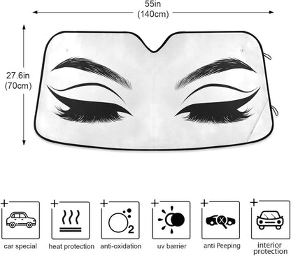 Black Leopard Car Windshield Sun Shade Animal Skin Print Foldable UV Ray Sun Visor Protector Sunshade to Keep Your Vehicle Cool (51" x 27.6")