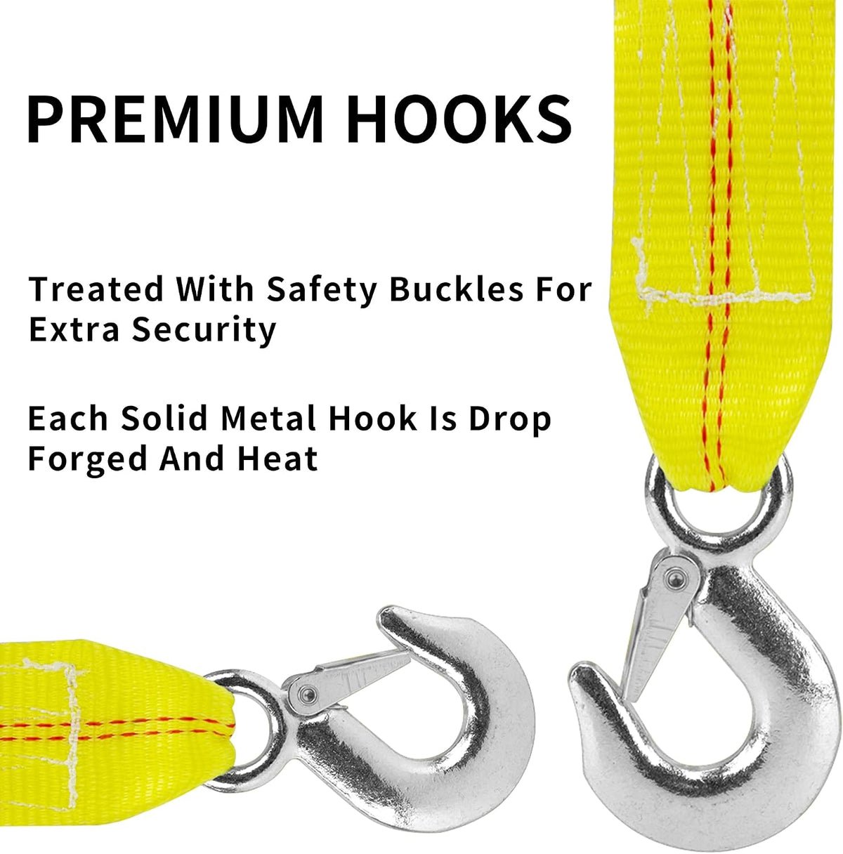 Tow Strap with Hooks 2 Inch x 20 Foot, 20,000 lbs Capacity Tow Rope - Heavy Duty Emergency Towing Straps for Vehicles, Cars, Trucks, ATV, for Roadside Recovery, not for Off-Road Recovery