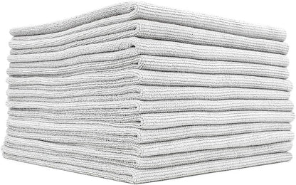 The Rag Company - The Edgeless Pearl - Professional Microfiber Detailing Towel for Ceramic Coating, Leveling & Sealant Removal, Scratch-Free & Tagless, 320gsm, 16x16 inches, Ice Grey - 12-Pack