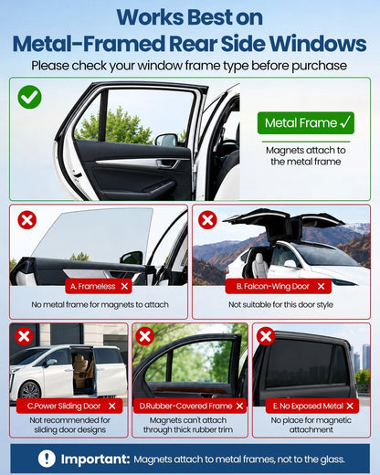 Car Window Shades, [Upgraded] 8 Strong Magnets Magnetic Side Window Sun Shade [2 Pack] - Dual Layer UV Ray Protection Car Sunshade for Baby, Kids & Pets - Universal Fit for SUV, Sedan & Trucks