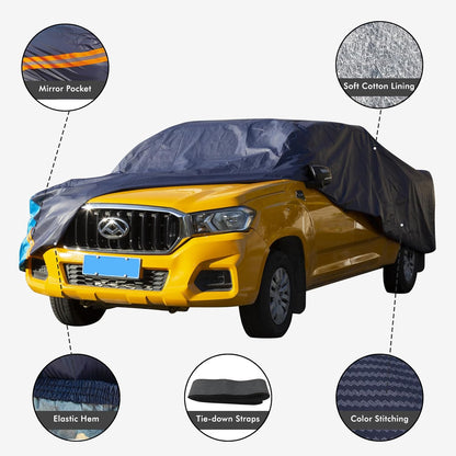 Car Cover Waterproof All Weather for Automobiles, 6 Layers Outdoor Full Exterior Cover Rain Sun UV Snowproof Protection with Zipper Cotton, Mirror Pocket for Sedan (190-195 inch)
