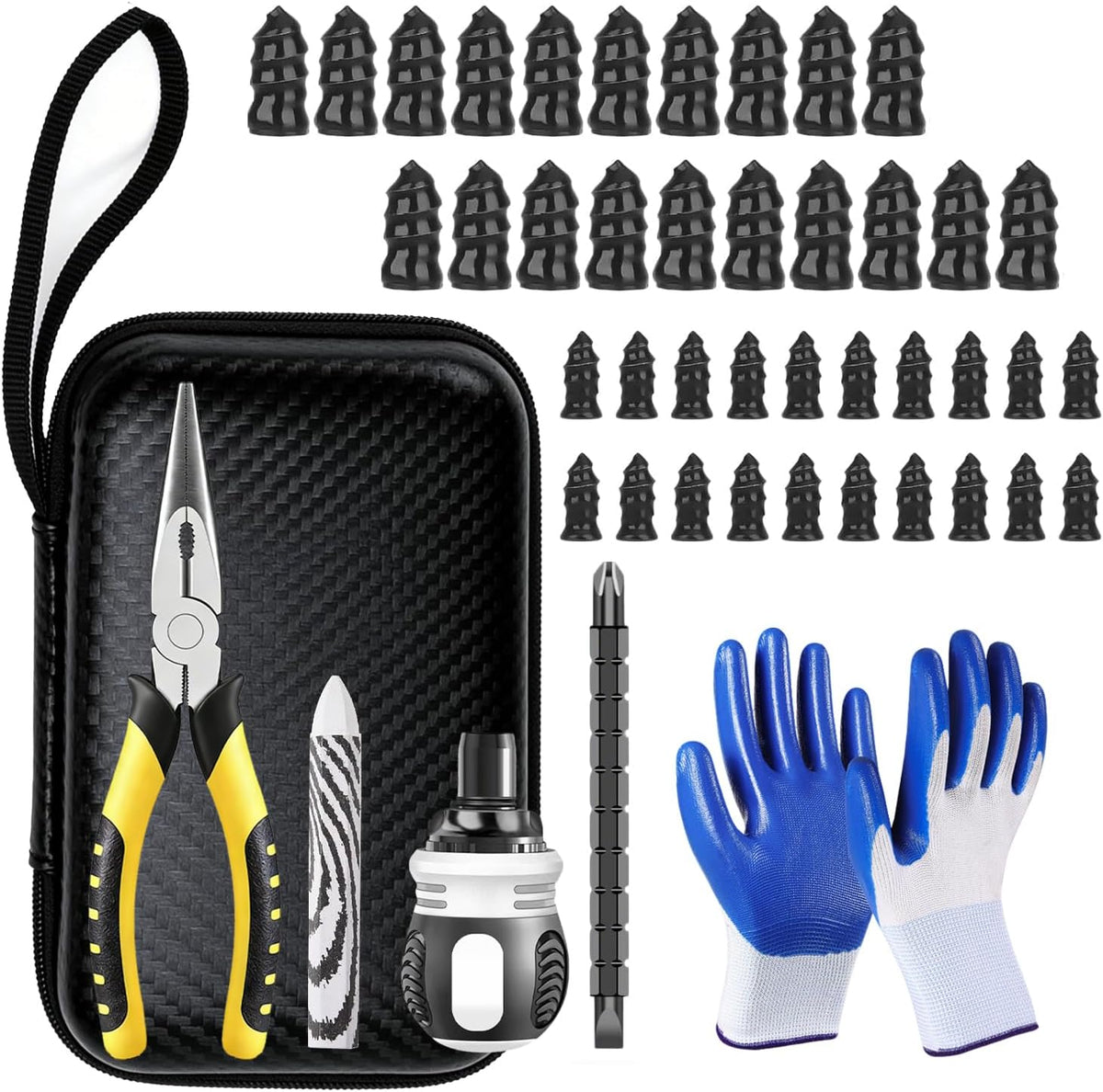 Tire Repair Kit, Tire Plug Kit, No Need to Remove Tire, Quick Flat Tire Repair Tool with Plug Screws, Portable Kit for Cars, Trucks, Motorcycles & SUVs