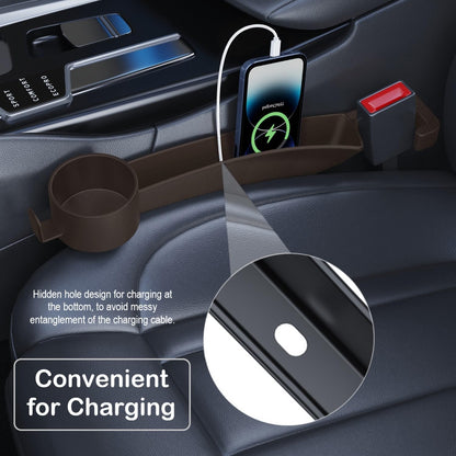 Car Seat Gap Plug with Storage Slot, Auto Gap Filler Organizer with Cup Holder, Universal Carseat Side Gap Filler Strip 2 Pack Between Front Seats & Console, Anti-Drop Pad with Seatbelt Holes, Black