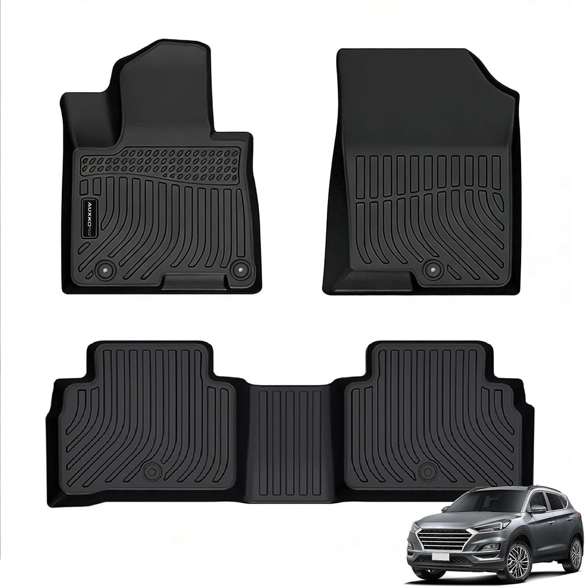 Auxko All Weather Floor Mat & Cargo Mat Fit for 2026 2025 2024 2023 2022 Hyundai Tucson Hybrid(Not PHEV) TPE Liner Tucson Accessory Set All Season Odorless Anti-Slip Floor Liner