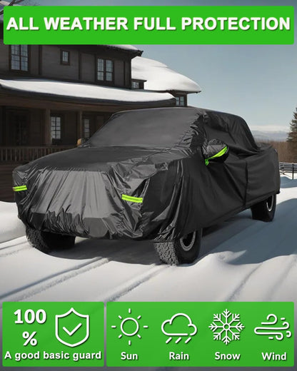 Car Cover Waterproof All Weather for Automobiles, Outdoor Full Exterior Covers for Sedan Black(Suggest Car Length from 194"-208")