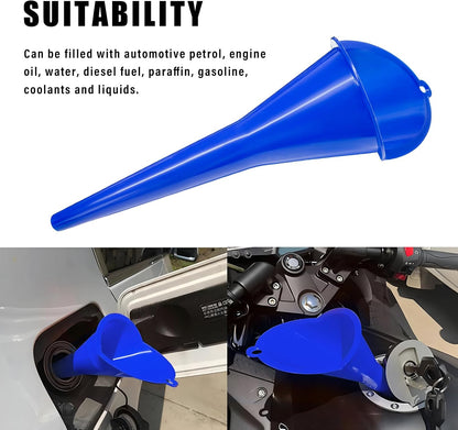 DXNQ Oil Funnel, Automotive Multi-Function Plastic Fuel Funnel with Long Neck, Universal Engine Oil Funnel for Filling Oils Gas Lubricants and Fluids, Car Accessories (Black)