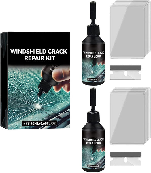 Cracked Windshield Repair Kit for Car Cracks, Fast and Convenient (2PCS) | Emergency Repair for Star, Linear Cracks & Chips,Portable Emergency Glass Repair Set for Car and Home Use