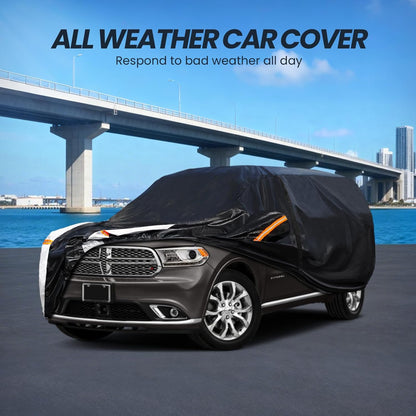 Large SUV Car Cover for Chevy Suburban 100% Waterproof All Weather, Heavy Duty Outdoor Full Exterior Covers Rain Sun Wind UV Protection. - Colors C