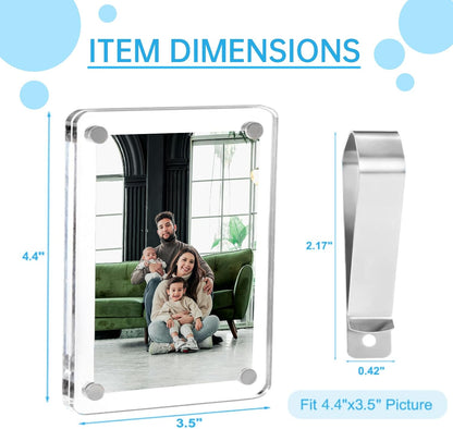 2 Pack Magnetic Car Visor Photo Holder – Personalized Acrylic Clip for Family, Pets, Travel Pictures – Easy Snap-On Car Accessory for Sun Visor (2 Pack, 2.4''x3.5'')