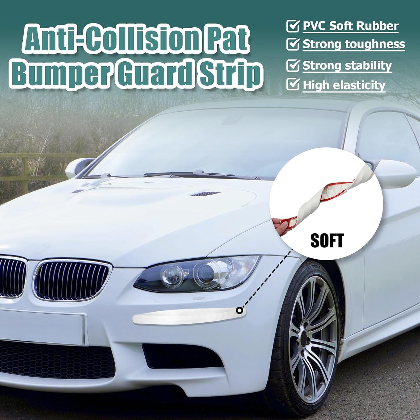 BokWin 4-Packs Black Anti-Collision Patch Bumper Guard Strip Anti-Scratch Bumper Protector Trim Universal for Cars SUV Pickup Truck