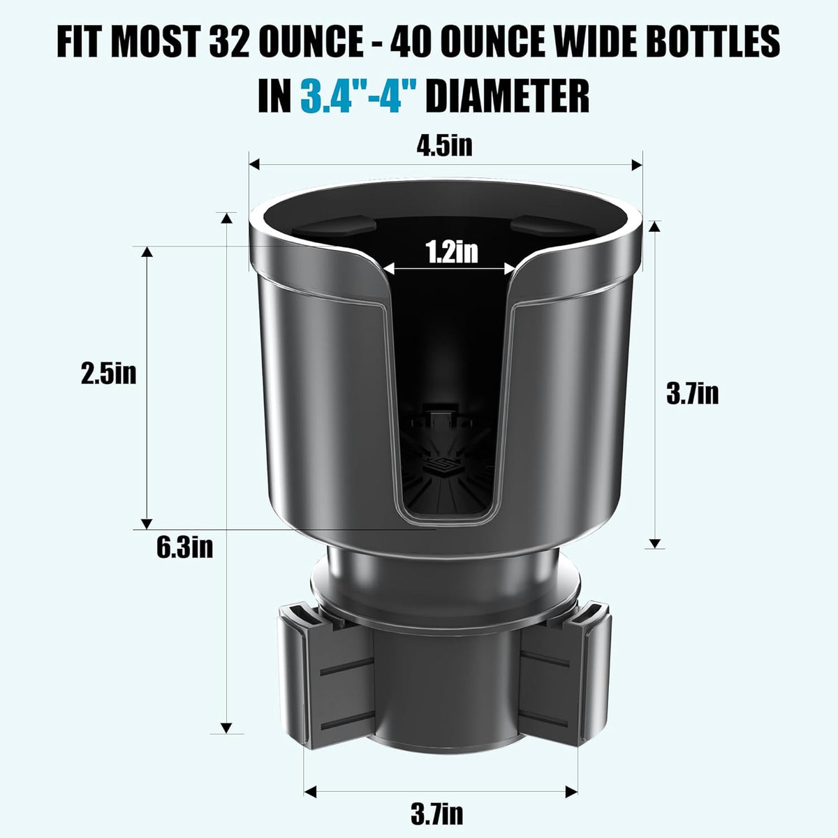 Upgraded Car Cup Holder Expander Adapter with Offset Adjustable Base, Compatible with Yeti 14/24/36/46oz Ramblers, Hydro Flasks 32/40oz, Other Large Bottles Mugs in 3.5"-4.0", 1 Pack