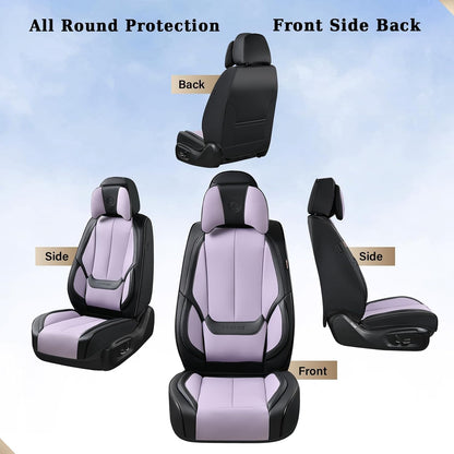 Coverado Seat Covers Full Set, Black Seat Covers for Cars 5 Seats, Car Seat Protector, Waterproof Nappa Leather Car Seat Cushion, Front and Rear Car Seat Cover Fit for Most Sedans SUV Pick-up Truck - Colors B
