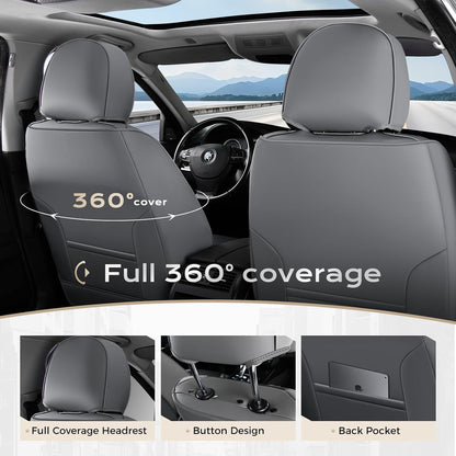 Coverado Seat Covers Full Set, Black Seat Covers for Cars 5 Seats, Car Seat Protector, Waterproof Nappa Leather Car Seat Cushion, Front and Rear Car Seat Cover Fit for Most Sedans SUV Pick-up Truck - Colors A