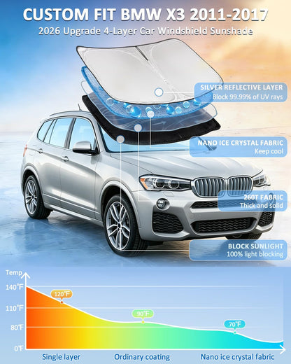 for Toyota Tacoma 2016-2023 2024 2025 2026 Sun Shade Sunshade Windshield Cover - 4 Layers Front Window Shade Custom Fit Tacoma 2Dr 4Dr Pickup Sun Visor 240T Shade Blocks UV Rays Car Accessories - Colors E