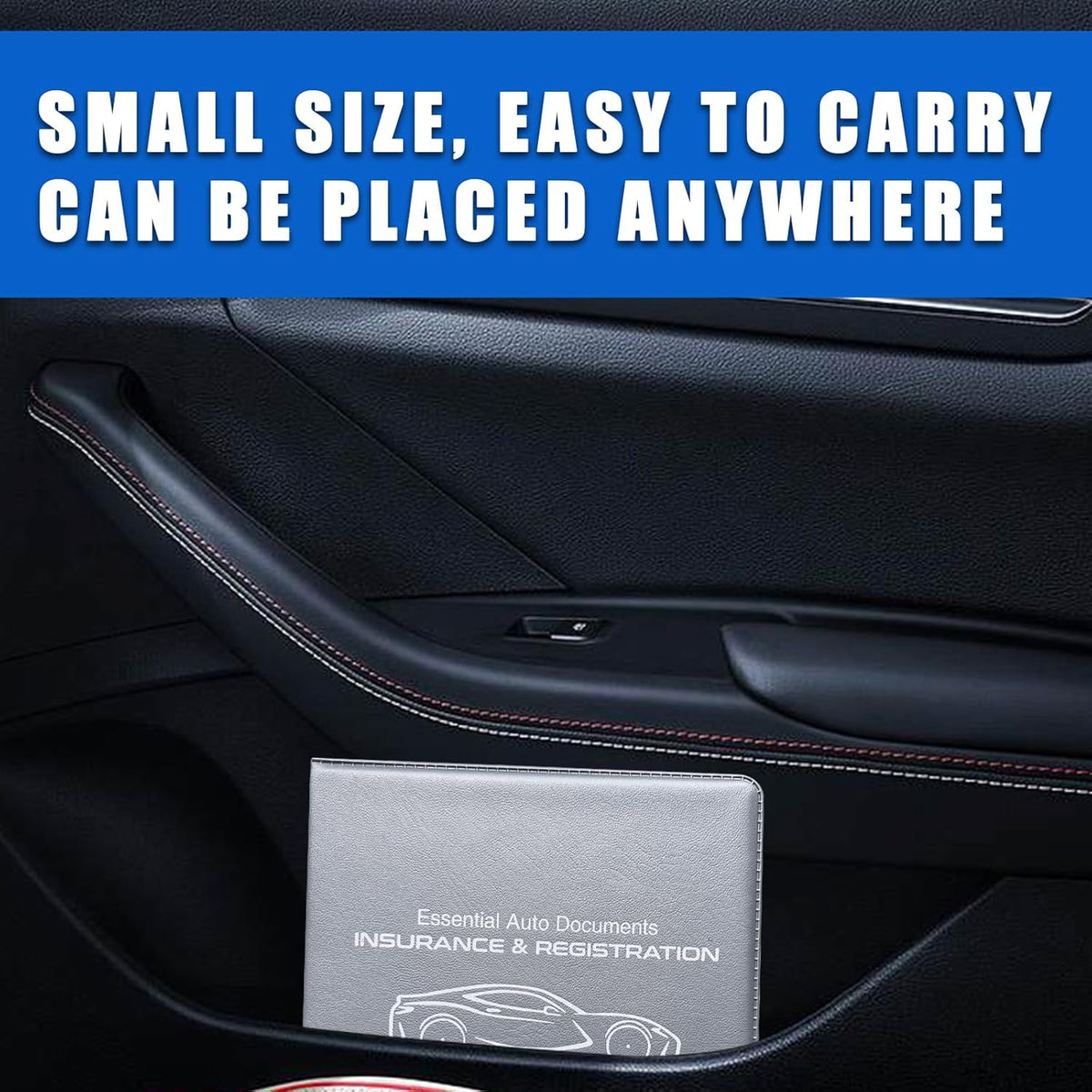 Ziciner Car Registration Insurance Holder, 2Pack Essential Auto Card Document Glove Box Organizer with Touch Fastener, Vehicle Interior Accessories Perfect for Most Car, Truck, SUV (Red/Small Car)