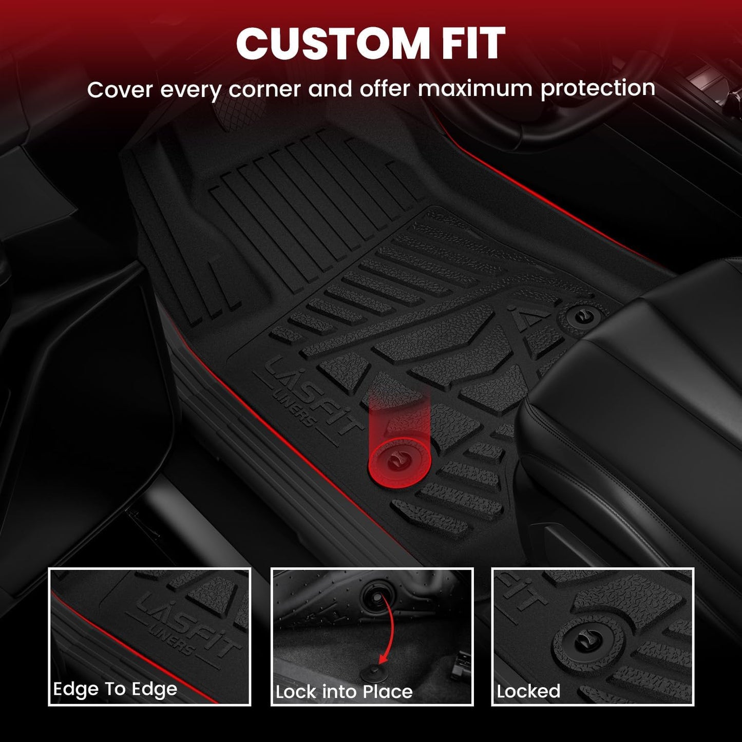 LASFIT Floor Mats for Jeep Grand Cherokee WL 2022-2025 2026 5-Seat (Include 4xe, NOT for L), All Weather TPE Custom Fit Car Mats Floor Liners Cargo Liner Cargo Mat Trunk Mat Black