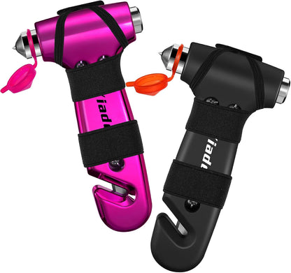 Window Breaker, 3-in-1 Emergency Escape Tool with seat Belt Cutter and Glass Breaker, Safety Emergency Car Escape Tool for Car, Electroplating Pink