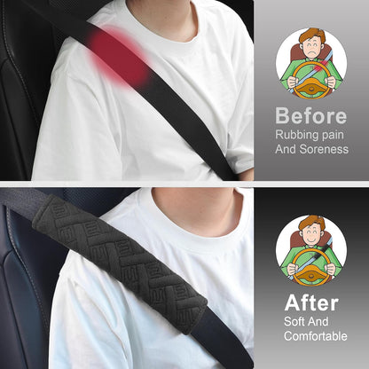 JUSTTOP 2-Pack Universal Car Seat Belt Pads Cover for A More Comfortable Driving, Seat Belt Shoulder Strap Covers Harness Pad for Car Interior Accessories(Black)
