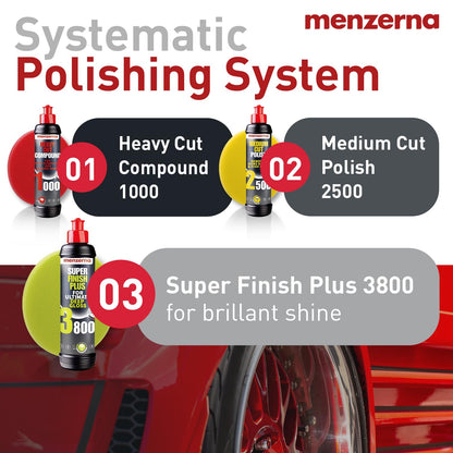 menzerna “Super Finish Plus 3800” Car Polishing I Deep Gloss Polish for a Perfect Mirror-Like Finish I Polishing Compound for Micro Scratches & Holograms on Cars & SUVs I Silicone Free I 8 fl oz.