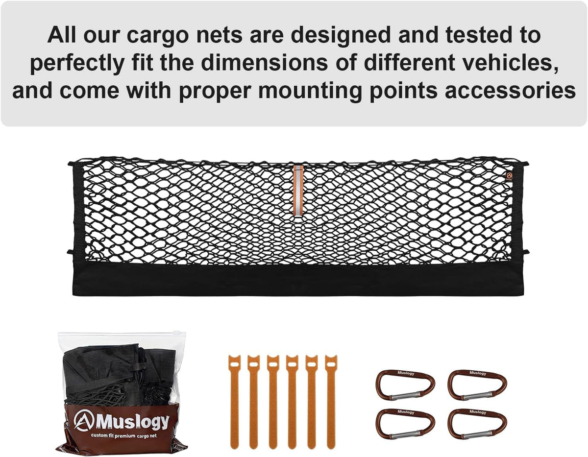 Muslogy Truck Bed Cargo Net Trunk Netting Compatible with 2023-2025 2026 Honda CR-V Accessories, Pickup Cargo Organizer SUV Sedan Storage Net w/Heavy Duty Carabiners - Colors B