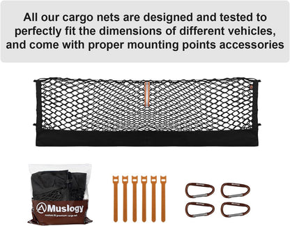 Muslogy Truck Bed Cargo Net Trunk Netting Compatible with 2023-2025 2026 Honda CR-V Accessories, Pickup Cargo Organizer SUV Sedan Storage Net w/Heavy Duty Carabiners - Colors B