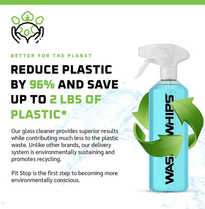 WASH&WHIPS Glass Cleaner Effervescent Tablets w/Empty 16 oz Spray Bottle (Makes 5 Gal/20L/ 40 Bottles)