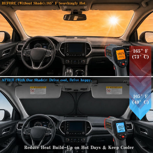Car Windshield Sun Shade, Funny Cartoon Eyes Sun Visor for Car Windshield Universal Fits Sedan Compact Car Hatchback SUV, UV Heat Protection - 59 x 27.5