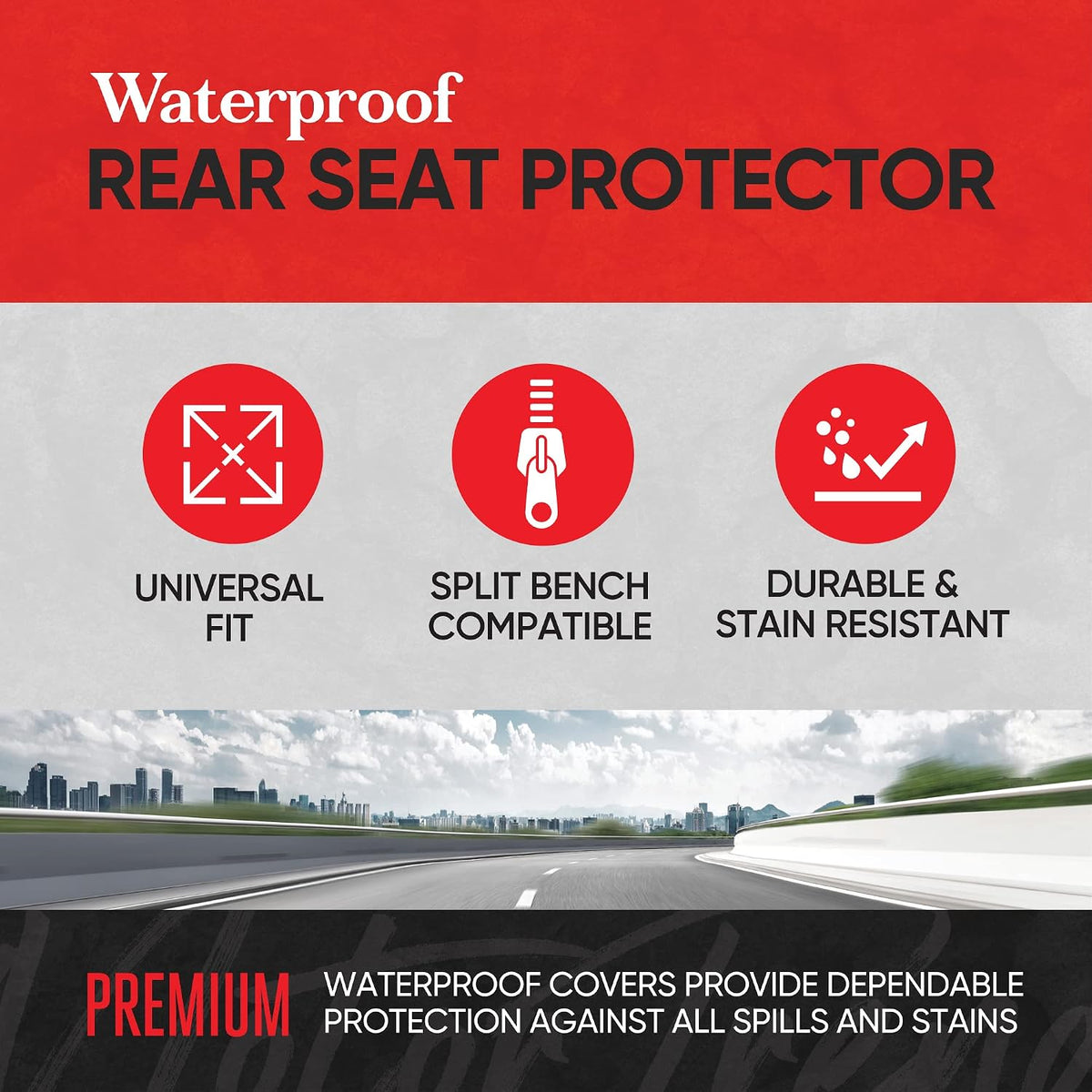Motor Trend AquaShield Waterproof Front Seat Covers, Black Seat Covers for Cars – Neoprene Front Car Seats Cover, SUV Seat Covers Protector - Car Interior Cover for Auto, Trucks, & Dog Owners