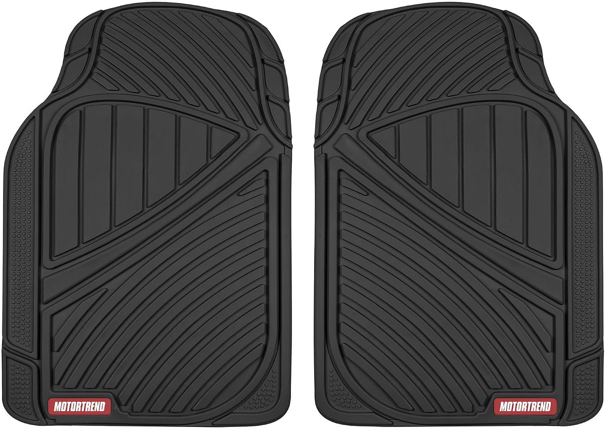 Motor Trend FlexTough Performance All Weather Rubber Car Floor Mats - 3 Piece Floor Mats Automotive Liners for Cars Truck SUV, Heavy-Duty Waterproof (Black)