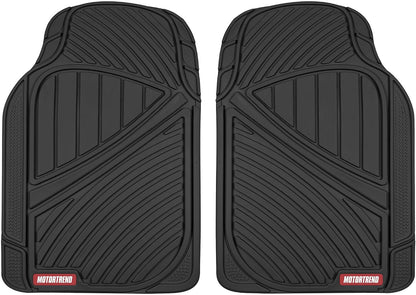 Motor Trend FlexTough Performance All Weather Rubber Car Floor Mats - 3 Piece Floor Mats Automotive Liners for Cars Truck SUV, Heavy-Duty Waterproof (Black)